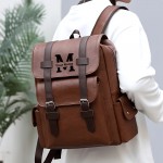 Customizable Men's Business Backpack - Large Capacity Laptop Bag with Adjustable Straps, Tablet Compartment & Synthetic Leather Lining, Black, Brown, or Tan, Perfect for Daily Commute & Travel, Travel Backpack