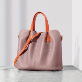 Women's Genuine Leather Large Capacity Tote and Crossbody Bag - Top-Grain Cowhide Purse with Golden-Tone Hardware, Elegant Minimalist design for Work, Travel, Everyday - Available in Black, Sophisticated Ladies Handbag, Professional Accessory, Sleek Silhouette, Premium Material, Working Ladies