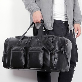 Customizable Men's Tote Bag for Travel, Large Capacity with Adjustable Shoulder Strap and Multiple Storage Compartments, Perfect for Weekend Trips and Outdoor Activities