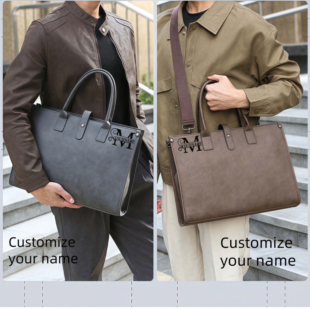 Customizable Men's Crossbody Bag - Adjustable Shoulder Strap, Scratch-Resistant Durable Material, Large Capacity Sleek Minimalist Design for Business & Casual Use (Black/Brown), Versatile Travel Purse | Highquality Stitching