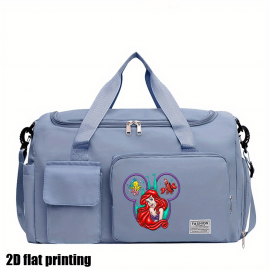 [Disney Valentine Bag] Disney 1pc Ariel The Little Mermaid Valentine's Day Themed Multifunctional Travel Bag | Large Capacity High Quality Suitcase with Trolley, Multiple Compartments & Shoe Storage, Durable Fabric for Students, Boarding, Outdoor Sports (Purple, Pink, Blue)