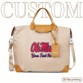 Backpack, a Fashionable Large Capacity Handbag Tote with @0756@Ole Miss Logo Pattern and Customizable Text Below the Design, Featuring Detachable Shoulder Straps for Versatile Use 2D Flat Printing ---bao034TuAnDz, 2D Flat