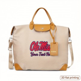 Backpack, a Fashionable Large Capacity Handbag Tote with @0756@Ole Miss Logo Pattern and Customizable Text Below the Design, Featuring Detachable Shoulder Straps for Versatile Use 2D Flat Printing ---bao034TuAnDz, 2D Flat