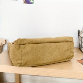 Canvas Retro Tote Bag Versatile Casual Large Capacity Handheld Bag For Men Women, Solid Color Daypacks For Daily Commuting & Library, Books Tablet Storage Shoulder Bag