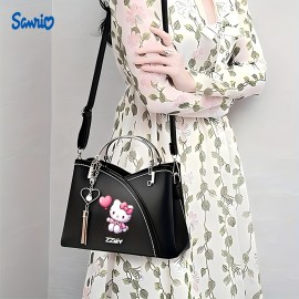 [Sanrio | Hello Kitty] Sanrio Hello Kitty 1pc Heart-Shaped Balloon Handbag | Large Capacity Zipper Closure Tote Bag for Casual & Formal | Crossbody Purse, Goldtone Hardware, Durable Material