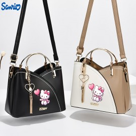 [Sanrio | Hello Kitty] Sanrio Hello Kitty 1pc Heart-Shaped Balloon Handbag | Large Capacity Zipper Closure Tote Bag for Casual & Formal | Crossbody Purse, Goldtone Hardware, Durable Material