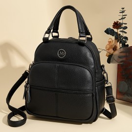 Vintage Solid Color Multi-Pocket Handbag - Large Capacity Double Handbag for Daily Commute & Travel - Adjustable Strap, Zipper Closure - Ideal for Men & Women - Perfect Valentine'S Day Gift - Multiple Colors Available, Versatile Handbag | Vintage Style Bag | Adjustable Strap Ba