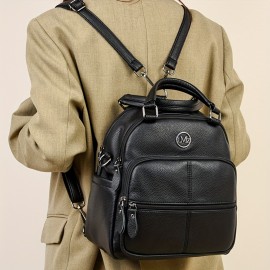 Vintage Solid Color Multi-Pocket Handbag - Large Capacity Double Handbag for Daily Commute & Travel - Adjustable Strap, Zipper Closure - Ideal for Men & Women - Perfect Valentine'S Day Gift - Multiple Colors Available, Versatile Handbag | Vintage Style Bag | Adjustable Strap Ba