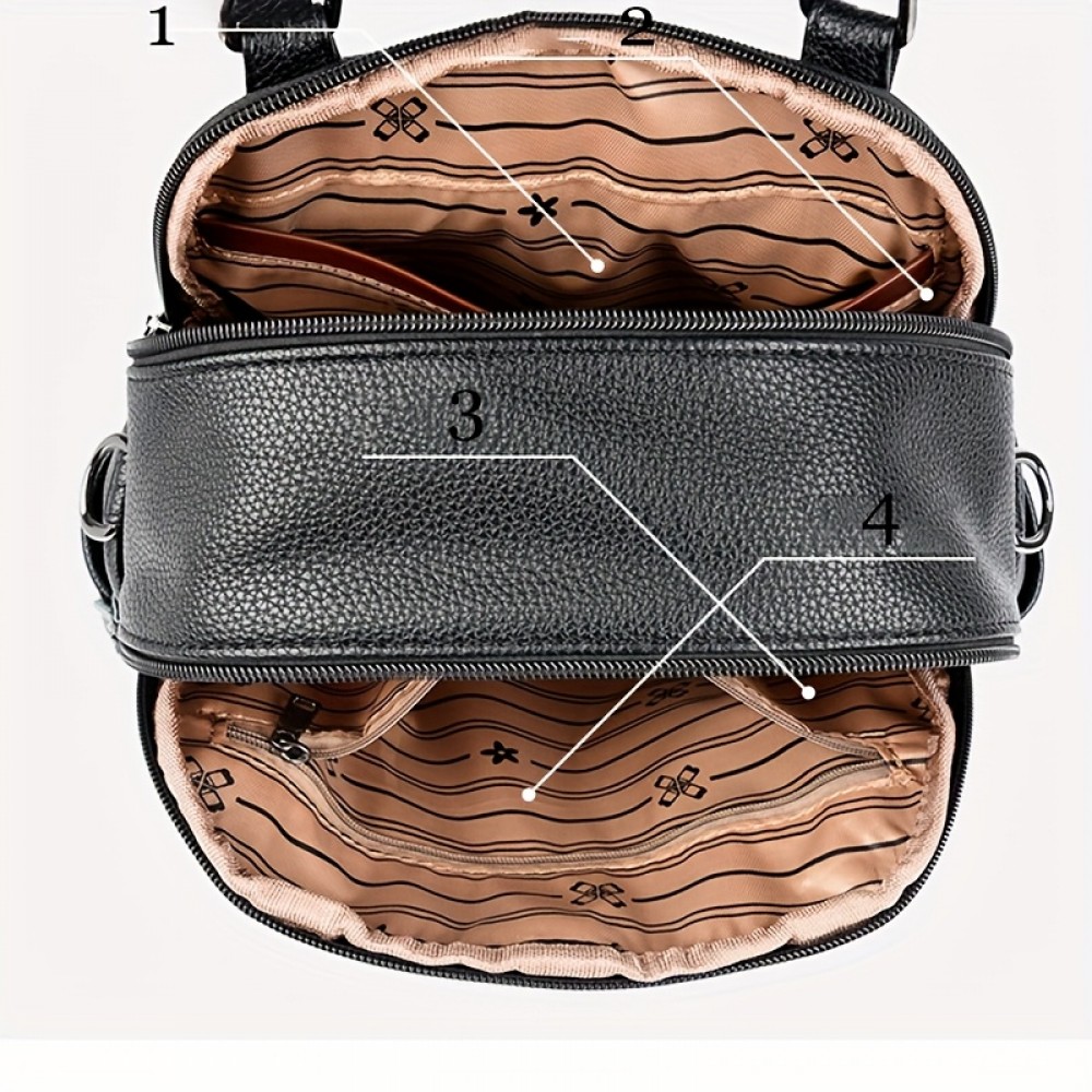 Vintage Solid Color Multi-Pocket Handbag - Large Capacity Double Handbag for Daily Commute & Travel - Adjustable Strap, Zipper Closure - Ideal for Men & Women - Perfect Valentine'S Day Gift - Multiple Colors Available, Versatile Handbag | Vintage Style Bag | Adjustable Strap Ba