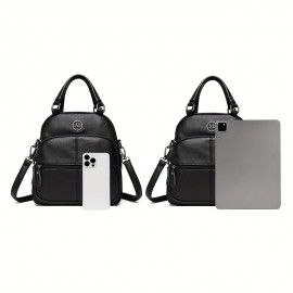 Vintage Solid Color Multi-Pocket Handbag - Large Capacity Double Handbag for Daily Commute & Travel - Adjustable Strap, Zipper Closure - Ideal for Men & Women - Perfect Valentine'S Day Gift - Multiple Colors Available, Versatile Handbag | Vintage Style Bag | Adjustable Strap Ba