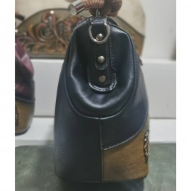 Women'S Vintage Floral-engraved Synthetic Handbag - Elegant Crossbody/Shoulder Bag with Detachable Strap, Magnetic Closure & Golden-Tone Hardware, /Grey/Green/, Polyester - Versatile Everyday & Special Occasion Purse