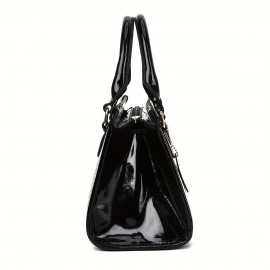 Glossy Crocodile-Embossed Women's Handbag - Convertible handbag & Crossbody Purse with Adjustable Strap, Golden-Tone Hardware & Zipper Closure, Durable Painted Black/Khaki/Coffee/Gray/White/Red/Wine Red/Blue, Stylish Women's Accessory