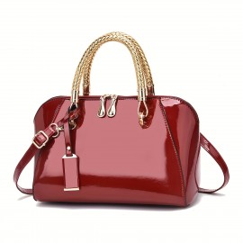 Elegant Evening Handbag for Women - Solid Color Tote with Zipper Closure and Polyester Lining - Fashionable Accessory for Parties and Weddings - Edge Paint Detail