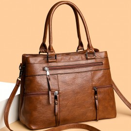 Perfect Lily Women's Professional Handbag with Zipper Closure - Convertible Crossbody/Handbag, Spacious Interior Compartment, Detachable Strap - Purse for Work, Travel, Everyday - Coffee Brown/Black/ - Ideal Gift for Women, Versatile Accessory, Sleek Tote, Highquality Finish, Crossbody Bag, Working Women