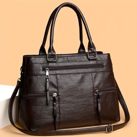 Perfect Lily Women's Professional Handbag with Zipper Closure - Convertible Crossbody/Handbag, Spacious Interior Compartment, Detachable Strap - Purse for Work, Travel, Everyday - Coffee Brown/Black/ - Ideal Gift for Women, Versatile Accessory, Sleek Tote, Highquality Finish, Crossbody Bag, Working Women