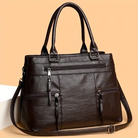 Perfect Lily Women's Professional Handbag with Zipper Closure - Convertible Crossbody/Handbag, Spacious Interior Compartment, Detachable Strap - Purse for Work, Travel, Everyday - Coffee Brown/Black/ - Ideal Gift for Women, Versatile Accessory, Sleek Tote, Highquality Finish, Crossbody Bag, Working Women