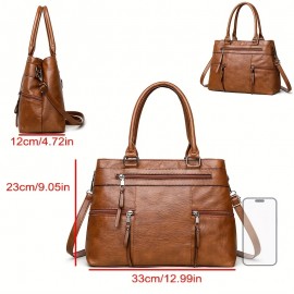 Perfect Lily Women's Professional Handbag with Zipper Closure - Convertible Crossbody/Handbag, Spacious Interior Compartment, Detachable Strap - Purse for Work, Travel, Everyday - Coffee Brown/Black/ - Ideal Gift for Women, Versatile Accessory, Sleek Tote, Highquality Finish, Crossbody Bag, Working Women