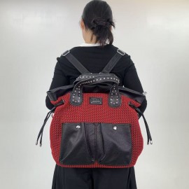 Women's Vintage Y2K Red/Blue Handbag with Adjustable Crossbody/Backpack Strap, Multi-Pocket Nylon Bag for Work, Commute & Parties - Casual Zipper Closure &, Stylish Streetwear Purse