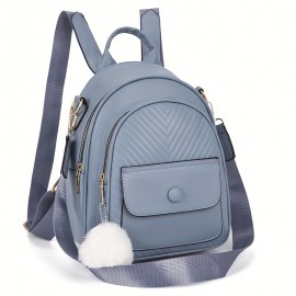 Women's Korean-Style Soft Synthetic Leather Backpack - Adjustable Strap & Golden-Tone Hardware, /Black/Pink Beige/, Zipper Closure Bookbag, Handbag or Backpack for Work, Travel, College, Casual Use (Multi-Color Options)