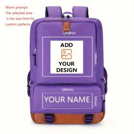 [Customizable Backpack] Lightweight Customizable Photo & Text Backpack | Oxford Fabric with Adjustable Straps, Black with Orange Accents, Machine Washable Personalized Gift, Ideal for Daily Commuting and Travel