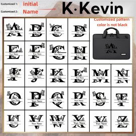 Personalized 180° Open-Close Durable Laptop Briefcase, Oxford Fabric Material, 14/15 Inch Computer Bag with Custom Butterfly Letter Design - Ideal Gift for School, Office, or Valentine'S Day - Black, Light Purple, Green, Gray, Dark Gray, Blue