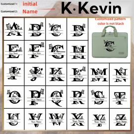 Personalized 180° Open-Close Durable Laptop Briefcase, Oxford Fabric Material, 14/15 Inch Computer Bag with Custom Butterfly Letter Design - Ideal Gift for School, Office, or Valentine'S Day - Black, Light Purple, Green, Gray, Dark Gray, Blue