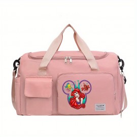 [Disney Valentine Bag] Disney 1pc Ariel The Little Mermaid Valentine's Day Themed Multifunctional Travel Bag | Large Capacity High Quality Suitcase with Trolley, Multiple Compartments & Shoe Storage, Durable Fabric for Students, Boarding, Outdoor Sports (Purple, Pink, Blue)