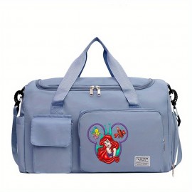 [Disney Valentine Bag] Disney 1pc Ariel The Little Mermaid Valentine's Day Themed Multifunctional Travel Bag | Large Capacity High Quality Suitcase with Trolley, Multiple Compartments & Shoe Storage, Durable Fabric for Students, Boarding, Outdoor Sports (Purple, Pink, Blue)