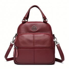 Vintage Solid Color Multi-Pocket Handbag - Large Capacity Double Handbag for Daily Commute & Travel - Adjustable Strap, Zipper Closure - Ideal for Men & Women - Perfect Valentine'S Day Gift - Multiple Colors Available, Versatile Handbag | Vintage Style Bag | Adjustable Strap Ba