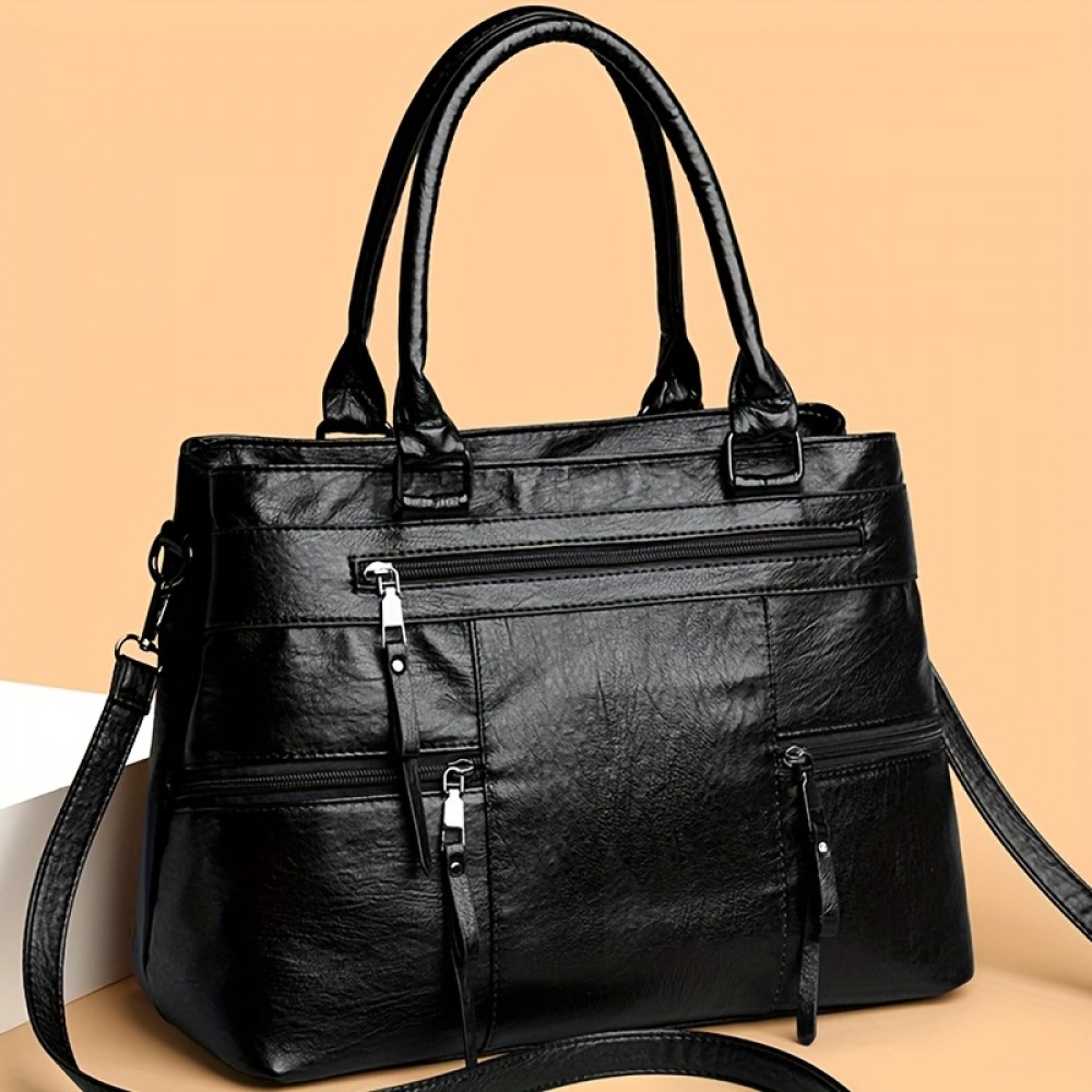 Perfect Lily Women's Professional Handbag with Zipper Closure - Convertible Crossbody/Handbag, Spacious Interior Compartment, Detachable Strap - Purse for Work, Travel, Everyday - Coffee Brown/Black/ - Ideal Gift for Women, Versatile Accessory, Sleek Tote, Highquality Finish, Crossbody Bag, Working Women